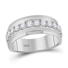 Eternal Brilliance 14kt White Gold Mens Round Diamond Wedding Band Ring - 1 Cttw - Splendid Jewellery