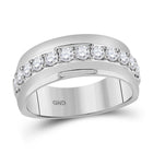 Eternal Brilliance 14kt White Gold Mens Round Diamond Wedding Band Ring - 1 Cttw - Splendid Jewellery