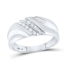 Eternal Brilliance | 14kt White Gold Men's Round Diamond Wedding Band Ring 1/8 Cttw - Splendid Jewellery
