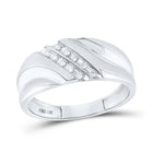 Eternal Brilliance | 14kt White Gold Men's Round Diamond Wedding Band Ring 1/8 Cttw - Splendid Jewellery