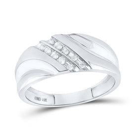 Eternal Brilliance | 14kt White Gold Men's Round Diamond Wedding Band Ring 1/8 Cttw - Splendid Jewellery