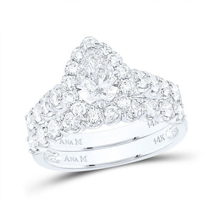 Eternal Brilliance | 14kt White Gold Oval Diamond Bridal Wedding Ring Band Set 2 Cttw - Splendid Jewellery