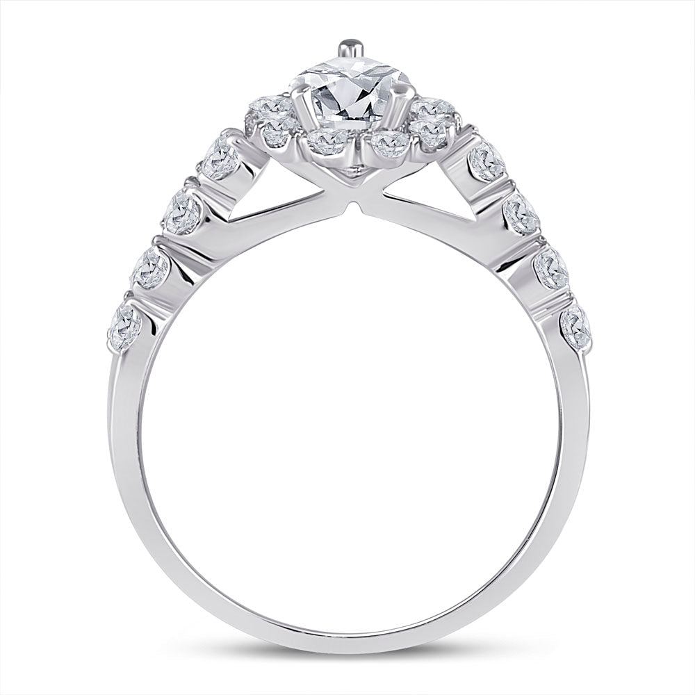 Eternal Brilliance | 14kt White Gold Oval Diamond Bridal Wedding Ring Band Set 2 Cttw - Splendid Jewellery
