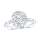 Eternal Brilliance 14kt White Gold Oval Diamond Halo Bridal Wedding Engagement Ring - Top View
