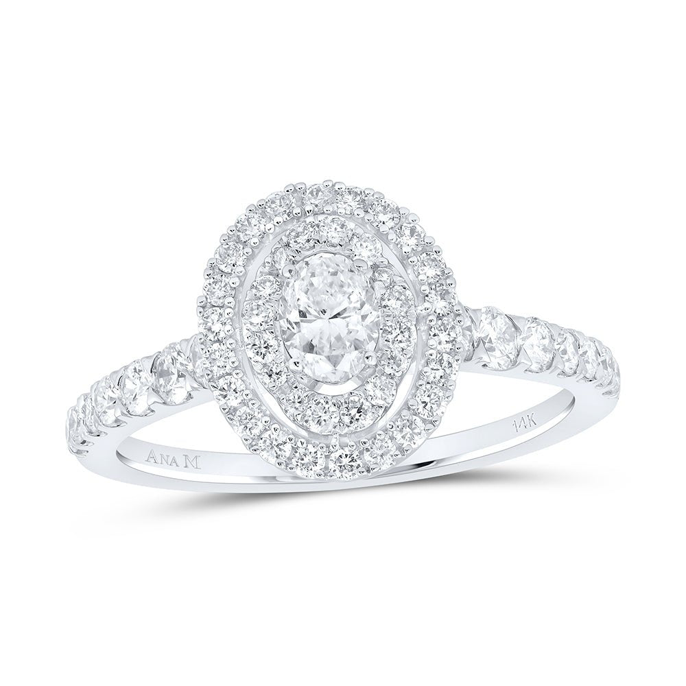 Eternal Brilliance 14kt White Gold Oval Diamond Halo Bridal Wedding Engagement Ring - Splendid Jewellery