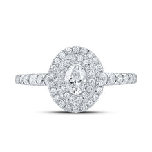 Load image into Gallery viewer, Eternal Brilliance 14kt White Gold Oval Diamond Halo Bridal Wedding Engagement Ring - Front View