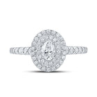 Eternal Brilliance 14kt White Gold Oval Diamond Halo Bridal Wedding Engagement Ring - Front View