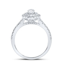 Load image into Gallery viewer, Eternal Brilliance 14kt White Gold Oval Diamond Halo Bridal Wedding Engagement Ring - Side View