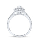 Eternal Brilliance 14kt White Gold Oval Diamond Halo Bridal Wedding Engagement Ring - Side View