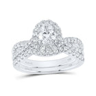 Eternal Brilliance 14kt White Gold Oval Diamond Halo Bridal Wedding Ring Band Set 1 - 1/2 Cttw - Splendid Jewellery