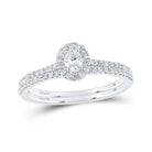 Eternal Brilliance 14kt White Gold Oval Diamond Halo Bridal Wedding Ring Band Set 1/2 Cttw - Splendid Jewellery