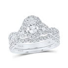 Eternal Brilliance 14kt White Gold Oval Diamond Halo Bridal Wedding Ring Band Set - Splendid Jewellery