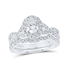 Load image into Gallery viewer, Eternal Brilliance 14kt White Gold Oval Diamond Halo Bridal Wedding Ring Band Set - Splendid Jewellery