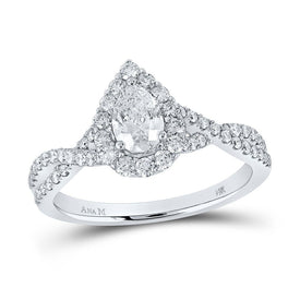 Eternal Brilliance: 14kt White Gold Pear Diamond Solitaire Bridal Wedding Engagement Ring - Splendid Jewellery