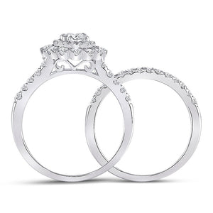 Eternal Brilliance 14kt White Gold Round Diamond Bridal Wedding Ring Band Set 1 - 3/8 Cttw - Splendid Jewellery