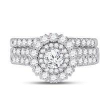 Load image into Gallery viewer, Eternal Brilliance 14kt White Gold Round Diamond Bridal Wedding Ring Band Set 1 - 3/8 Cttw - Splendid Jewellery