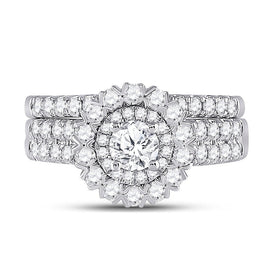 Eternal Brilliance 14kt White Gold Round Diamond Bridal Wedding Ring Band Set 1 - 3/8 Cttw - Splendid Jewellery