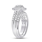 Eternal Brilliance 14kt White Gold Round Diamond Bridal Wedding Ring Band Set 1-3/8 Cttw - Second Side View