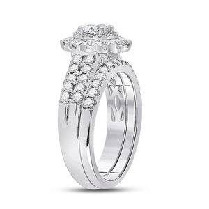 Eternal Brilliance 14kt White Gold Round Diamond Bridal Wedding Ring Band Set 1 - 3/8 Cttw - Splendid Jewellery