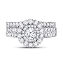 Load image into Gallery viewer, Eternal Brilliance 14kt White Gold Round Diamond Bridal Wedding Ring Band Set 1-3/8 Cttw - Front View