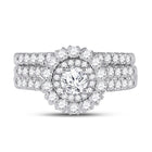 Eternal Brilliance 14kt White Gold Round Diamond Bridal Wedding Ring Band Set 1-3/8 Cttw - Front View
