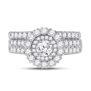 Eternal Brilliance 14kt White Gold Round Diamond Bridal Wedding Ring Band Set 1 - 3/8 Cttw - Splendid Jewellery