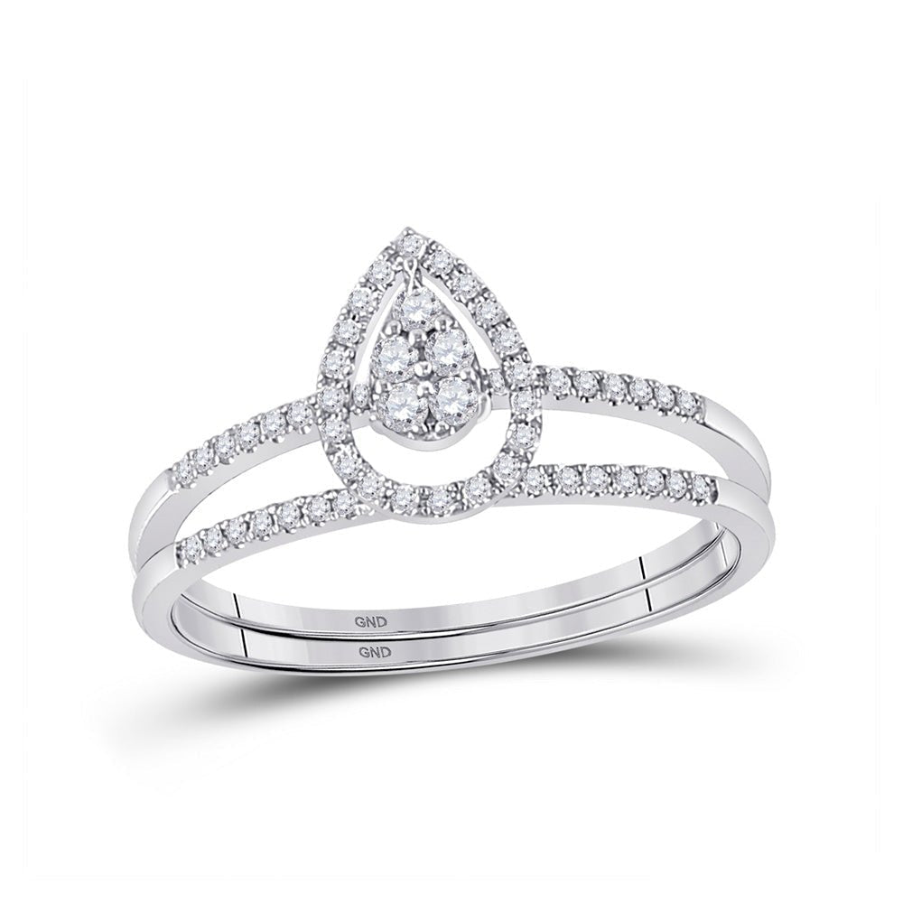 Eternal Brilliance: 14kt White Gold Round Diamond Bridal Wedding Ring Band Set 1/5 Cttw - Splendid Jewellery