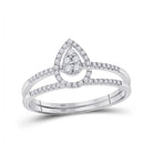 Eternal Brilliance: 14kt White Gold Round Diamond Bridal Wedding Ring Band Set 1/5 Cttw - Splendid Jewellery