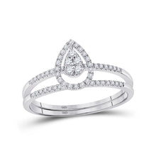 Load image into Gallery viewer, Eternal Brilliance: 14kt White Gold Round Diamond Bridal Wedding Ring Band Set 1/5 Cttw - Splendid Jewellery