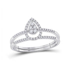 Eternal Brilliance: 14kt White Gold Round Diamond Bridal Wedding Ring Band Set 1/5 Cttw - Splendid Jewellery
