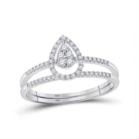 Eternal Brilliance: 14kt White Gold Round Diamond Bridal Wedding Ring Band Set 1/5 Cttw - Splendid Jewellery