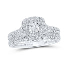 Eternal Brilliance 14kt White Gold Round Diamond Bridal Wedding Ring Band Set - Splendid Jewellery