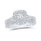 Eternal Brilliance 14kt White Gold Round Diamond Bridal Wedding Ring Band Set - Splendid Jewellery