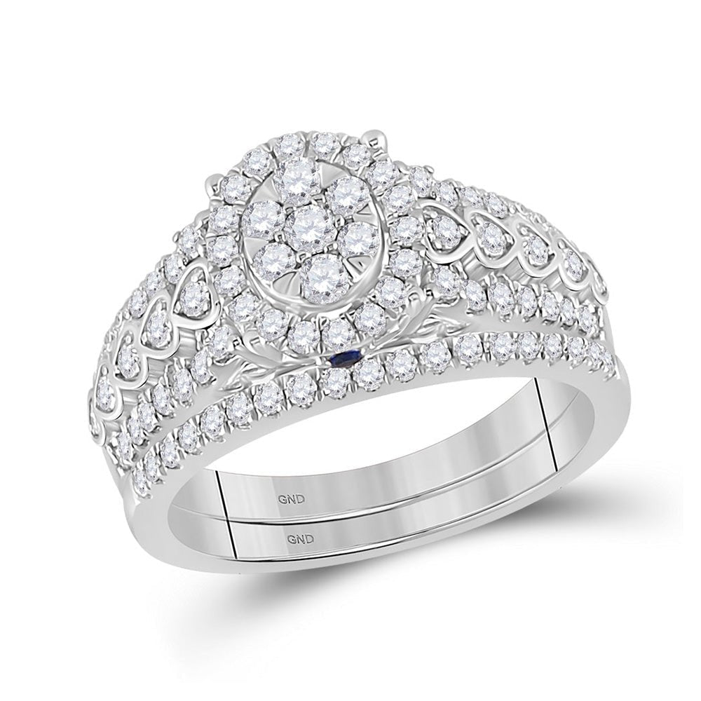 Eternal Brilliance | 14kt White Gold Round Diamond Bridal Wedding Ring Band Set 7/8 Cttw - Splendid Jewellery