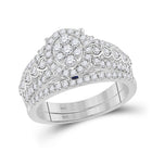 Eternal Brilliance | 14kt White Gold Round Diamond Bridal Wedding Ring Band Set 7/8 Cttw - Splendid Jewellery