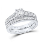 Eternal Brilliance: 14kt White Gold Round Diamond Bridal Wedding Ring Band Set - Splendid Jewellery