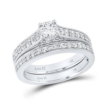 Load image into Gallery viewer, Eternal Brilliance: 14kt White Gold Round Diamond Bridal Wedding Ring Band Set - Splendid Jewellery