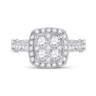 Eternal Brilliance: 14kt White Gold Round Diamond Cluster Bridal Wedding Engagement Ring - Front View
