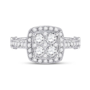 Eternal Brilliance: 14kt White Gold Round Diamond Cluster Bridal Wedding Engagement Ring - Splendid Jewellery