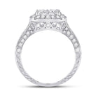 Eternal Brilliance: 14kt White Gold Round Diamond Cluster Bridal Wedding Engagement Ring - Side View