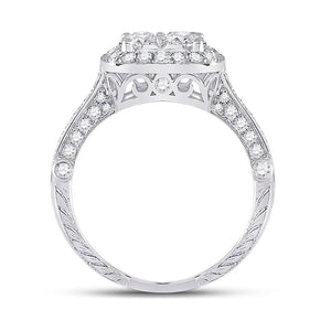 Eternal Brilliance: 14kt White Gold Round Diamond Cluster Bridal Wedding Engagement Ring - Splendid Jewellery