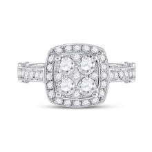 Load image into Gallery viewer, Eternal Brilliance: 14kt White Gold Round Diamond Cluster Bridal Wedding Engagement Ring - Splendid Jewellery