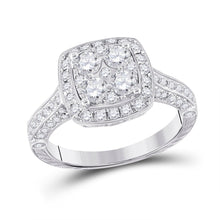 Load image into Gallery viewer, Eternal Brilliance: 14kt White Gold Round Diamond Cluster Bridal Wedding Engagement Ring - Splendid Jewellery