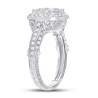Eternal Brilliance: 14kt White Gold Round Diamond Cluster Bridal Wedding Engagement Ring - Second Side View