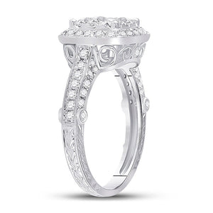 Eternal Brilliance: 14kt White Gold Round Diamond Cluster Bridal Wedding Engagement Ring - Splendid Jewellery