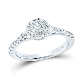 Eternal Brilliance 14kt White Gold Round Diamond Solitaire Bridal Wedding Engagement Ring - Top View