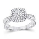 Eternal Brilliance 14kt White Gold Round Diamond Solitaire Bridal Wedding Engagement Ring - Top View