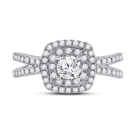 Eternal Brilliance 14kt White Gold Round Diamond Solitaire Bridal Wedding Engagement Ring - Front View