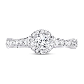 Eternal Brilliance 14kt White Gold Round Diamond Solitaire Bridal Wedding Engagement Ring - Front View