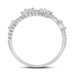 Eternal Brilliance | 14kt White Gold Womens Baguette Diamond Bypass Band Ring 1/5 Cttw - Splendid Jewellery